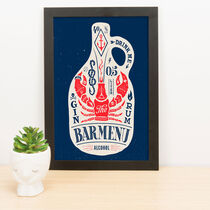 Quadro Decorativo Bar Menu - Azul - 33x23 cm