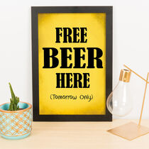 Quadro Decorativo Free Beer Here - 33x23 cm