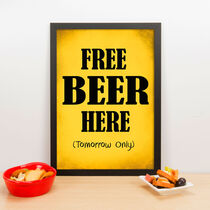 Quadro Decorativo Free Beer Here - 45x32 cm