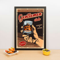 Quadro Decorativo Gentlemen Club Whiskey & Cigars - 45x32 cm 