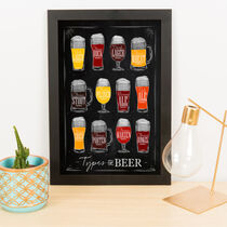 Quadro Decorativo Types of Beer - Preto - 33x23 cm