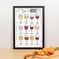 Quadro Decorativo Types of Wine - 45x32 cm (Branco)