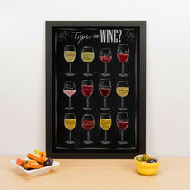 Quadro Decorativo Types of Wine - 45x32 cm (Preto)