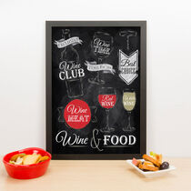 Quadro Decorativo Wine & Food - 45x32 cm (Preto)