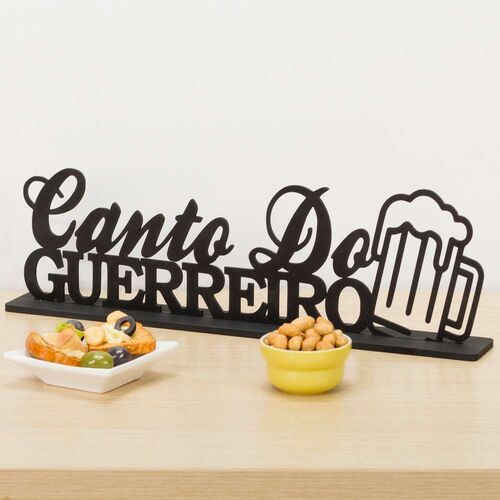 Palavra decorativa MDF com base Canto do Guerreiro