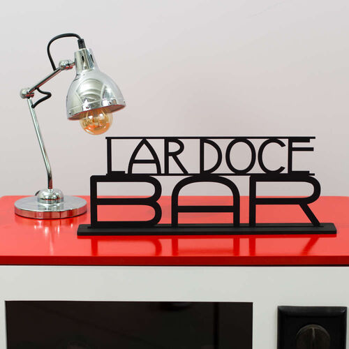 Palavra decorativa MDF com base - Lar Doce Bar
