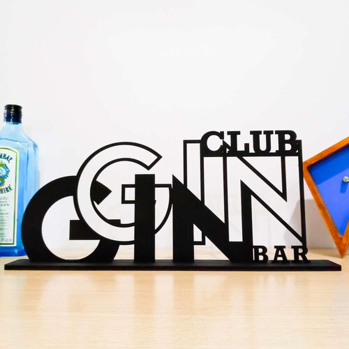 Palavra decorativa MDF com base Gin Club Bar