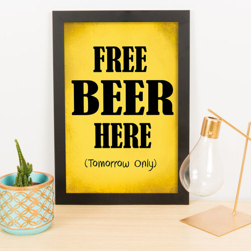 Quadro Decorativo Free Beer Here - 33x23 cm