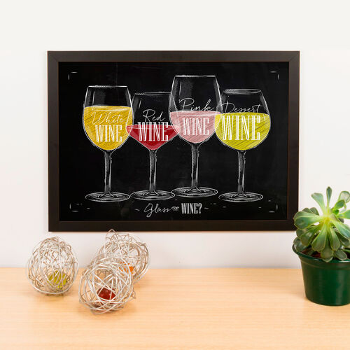 Quadro Decorativo Glass or Wine? - 32x45 cm (Preto)