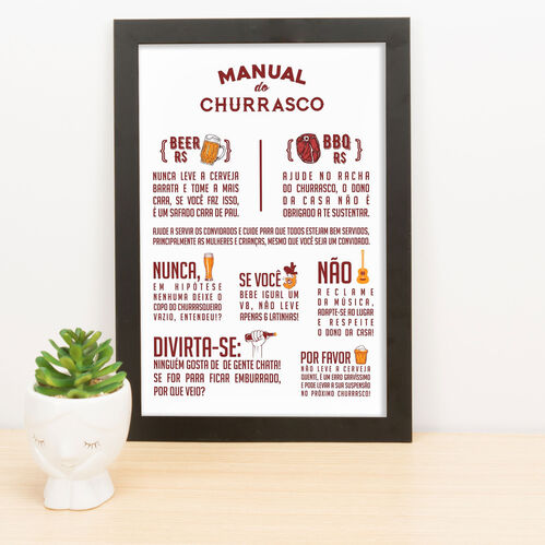 Quadro Decorativo Manual do Churrasco - 33x22 cm 