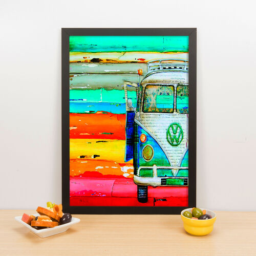 Quadro Decorativo VW Kombi Watercolor - 45x32 cm